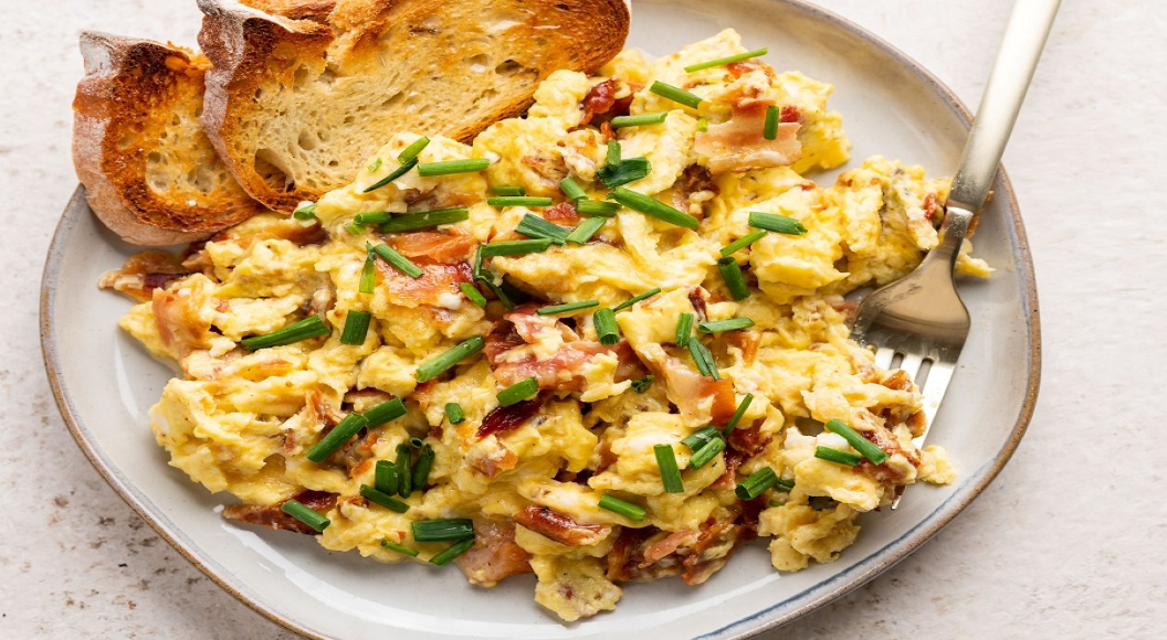 Bacon and Egg Scramble with Toast